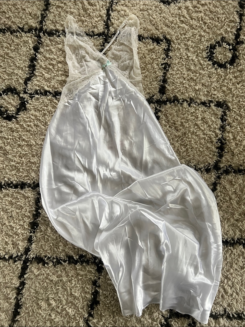 (25) La Vie en rose Silk Lace Trim Slip nightie